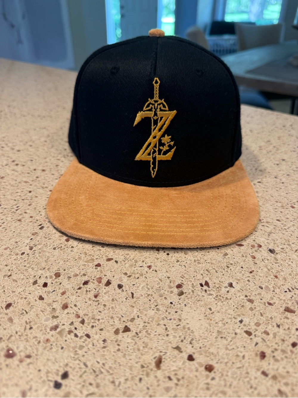 Nintendo Zelda Breath of the Wild Snapback Hat Black Tan Master Sword Logo Cap